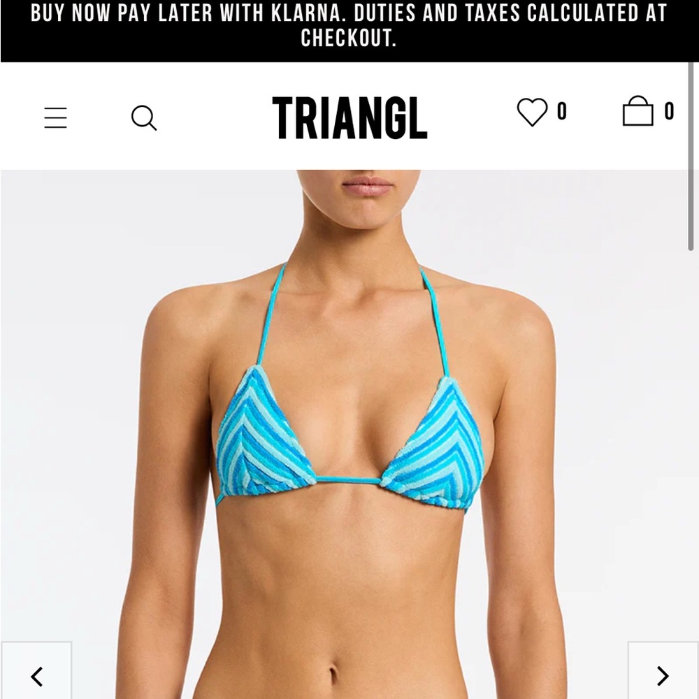 Triangl Swimwear Blue Bikini Top (size Large), barely worn